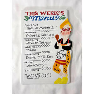 Boston Warehouse Trading Ceramic Trivet Plaque “This Week’s Menu” Chef Decor